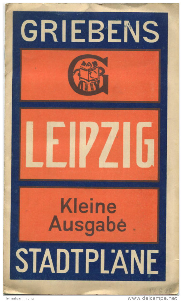 Griebens Stadtpläne Leipzig 1926 - Kleine Ausgabe 46cm X 60cm 1:12´500 - Handschriftliche Einträge Der Straßenbahnen - Topographische Karten