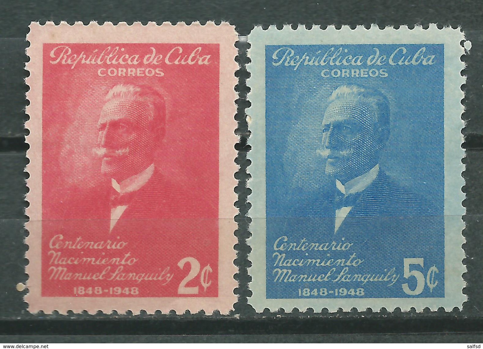 CUBA  Scott# 435/436 ** MNH Manuel Sanguily Centenary Author Editor - Nuevos