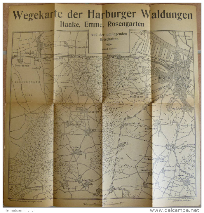 Wegekarte Der Harburger Waldungen - Haake Emme Rosengarten Und Der Umliegenden Ortschaften - 38cm X 40cm 1:30'000 Verlag - Sonstige & Ohne Zuordnung