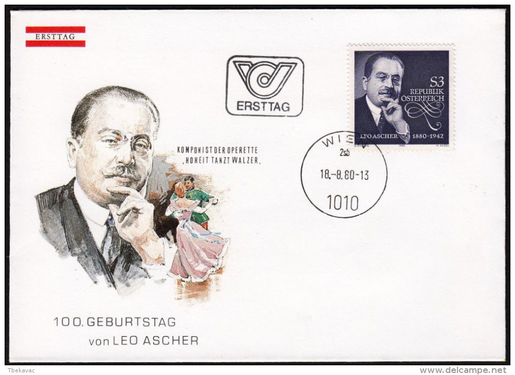 Austria 1980, FDC Cover "Leo Ascher" W./special Postmark "Wien", Ref.bbzg - FDC