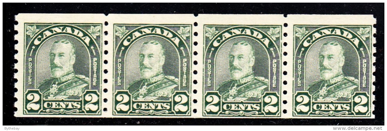 Canada MNH Scott #180 2c George V Arch Issue Coil Strip Of 4 - Rollo De Sellos