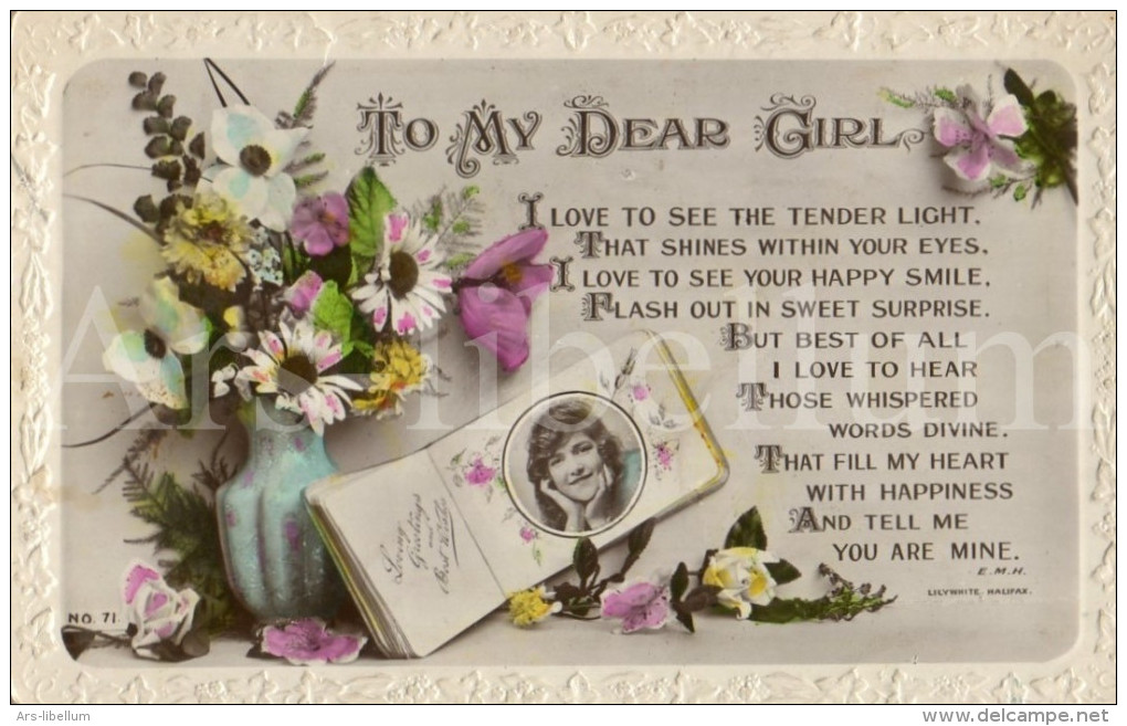 Postcard / CPA / Romantic / Romantique / Amour / Love / To My Dear Girl / Lilywhite Photographic Series / Halifax - Sonstige & Ohne Zuordnung