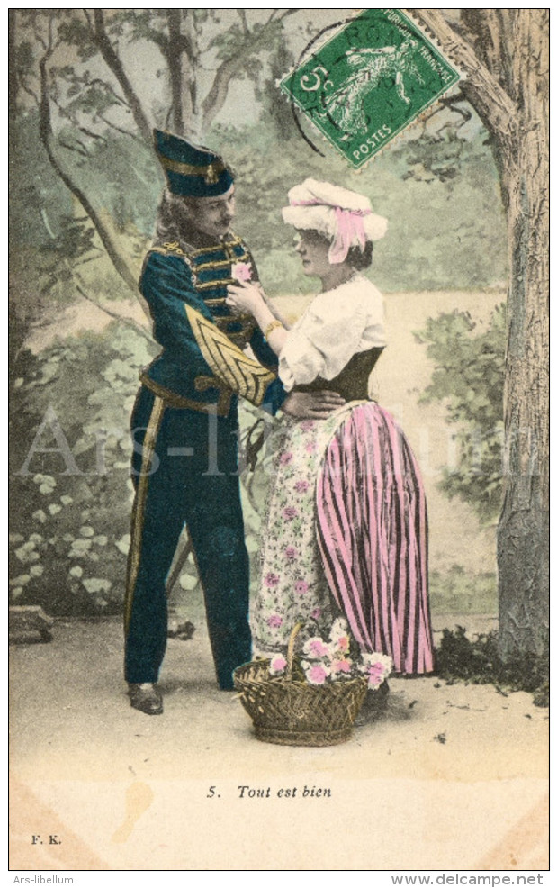 Postcard / CPA / Romantic / Romantique / Amour / Couple / Soldat / Soldier / 1907 - Paare