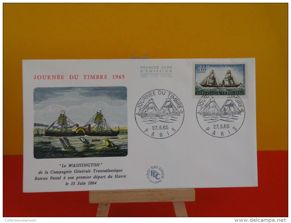 FDC, Journée Du Timbre 1965, Poste Maritime Française - Paris - 27.3.1965 - 1er Jour - Coté 4 € - 1960-1969