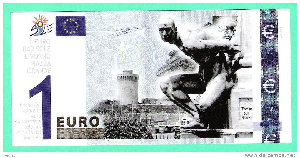 Euro Di Livorno Bar Sole 1 Euro  Italia  Buono Cartaceo Promozione Locale, Anno 2002.  Facsimile Prova Privata. - Essais Privés / Non-officiels