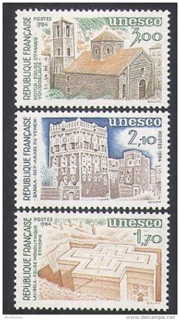 France 1984 Architecture Heritage UNESCO Organizations History Historical Buildings Stamps MNH Mi DB31-DB33 - UNESCO
