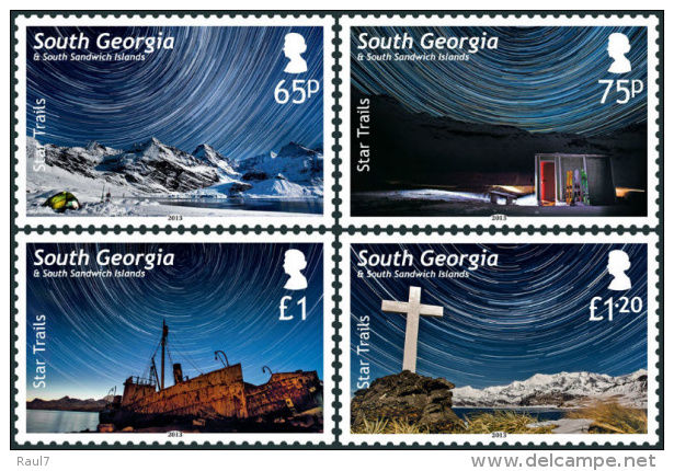 South Georgia 2013 - Traînées D'étoiles, Star Trails, Paysages - 4v Neuf (MNH) - Géorgie Du Sud