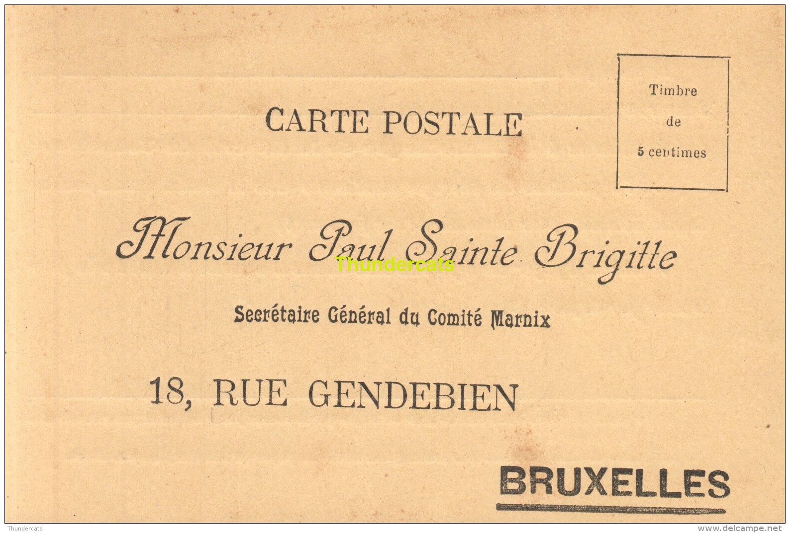 CPA MONSIEUR PAUL SAINTE BRIGITTE SECRETAIRE GENERAL DU COMITE MARNIX BRUXELLES - Famous People