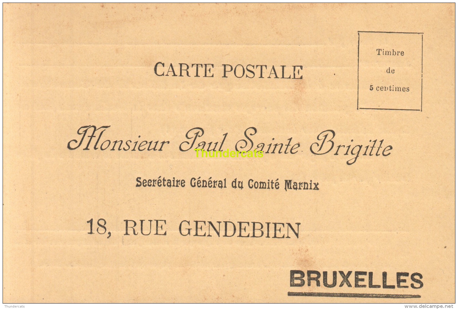 CPA MONSIEUR PAUL SAINTE BRIGITTE SECRETAIRE GENERAL DU COMITE MARNIX BRUXELLES - Personnages Célèbres