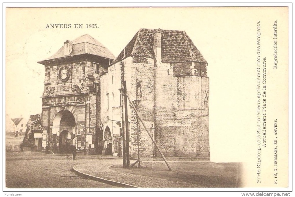 ANVERS EN 1865 -- Porte Kipdorp,côté Sud Intérieur,après Démolition Des Remparts-- Actuellement Place De La Commune - Antwerpen