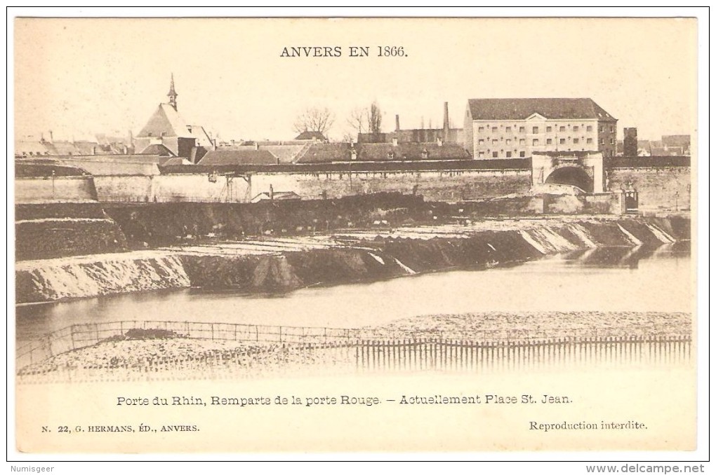 ANVERS EN 1866 -- Porte Du Rhin, Remparts De La Porte Rouge  --  Actuellement Place St. Jean - Antwerpen