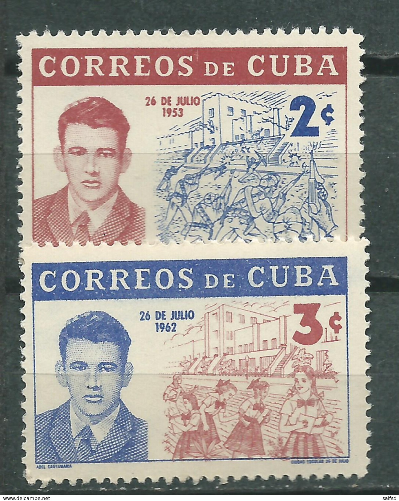 CUBA  Scott# 743/744 ** MNH  Set  9th Anniversary Of The Revolution - Neufs