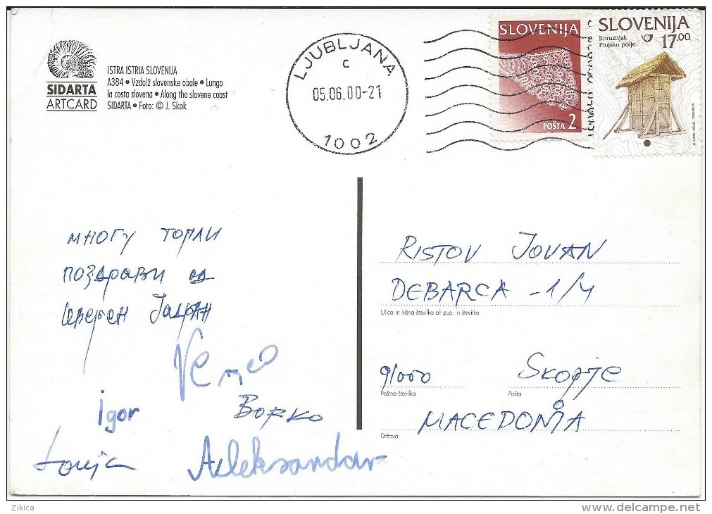 Slovenia Postcard Via Macedonia.nice Stamp. - Slovénie