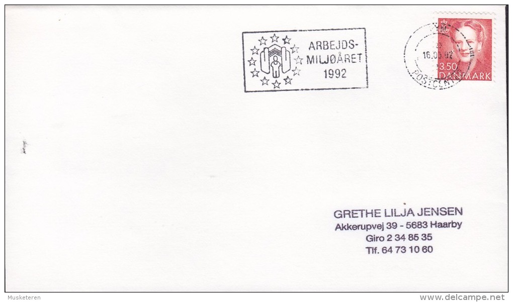 Denmark Slogan Flamme "Arbejsmiljøåret 1992" FYN Postcenter 1992 Cover Brief - Briefe U. Dokumente