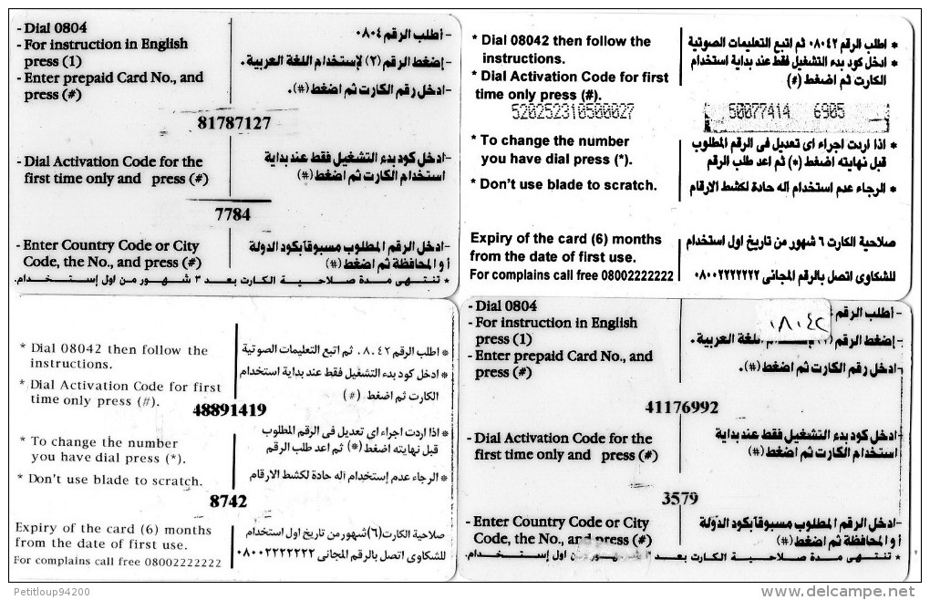 CARTES PREPAYEES  EGYPTE *900 Units/L.E 100  Néfertiti  (lot De 4) - Egipto