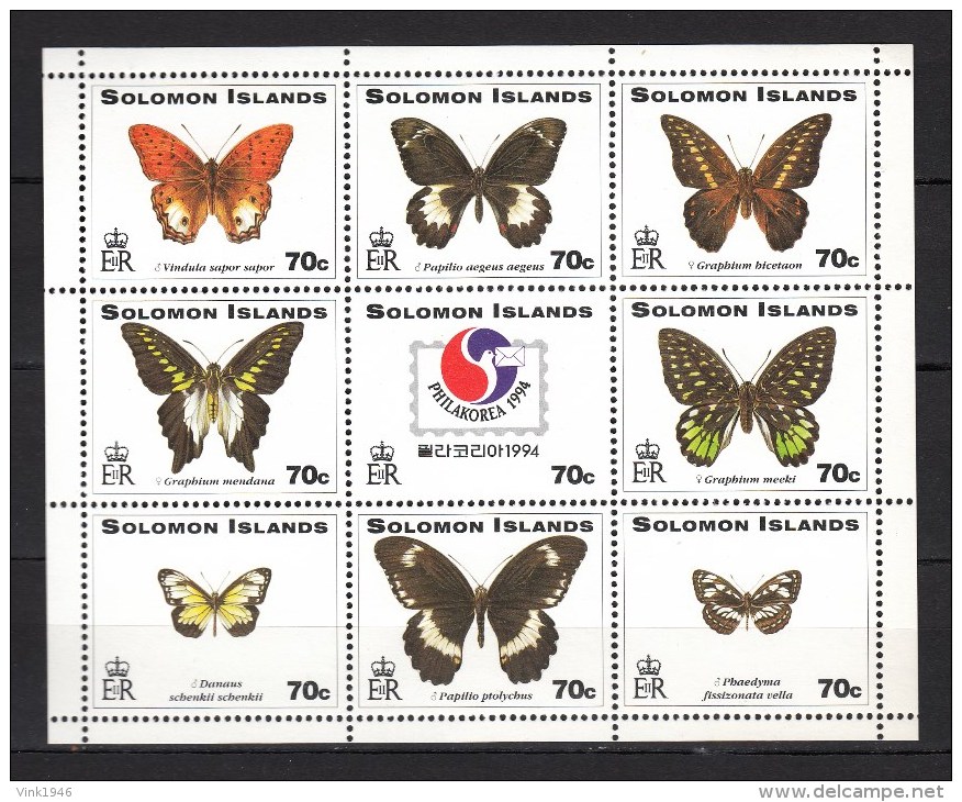 Solomon Islands 1994,9V In Sheetlet,butterflies,vlinders,schmetterlinge,papillons,mariposas,farfalle,MNH/Postfris(L2379) - Andere & Zonder Classificatie