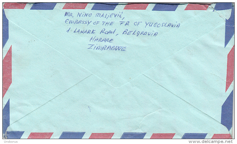 ZIMBABWE - Letter Cover To Yugoslavia 1997 - Zimbabwe (1980-...)