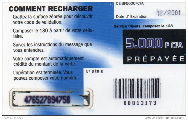 RECHARGE GSM/SIM CONGO  5.000 F CFA Celtel - Congo