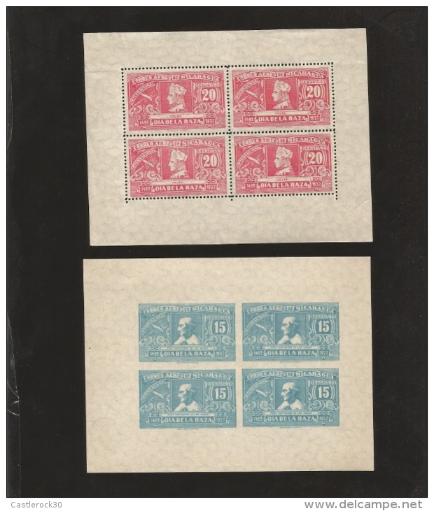 E)1937 NICARAGUA, DAY OF RACE, SOUVENIR SHEET, PERFORATED AND IMPERFORATED, MNH - Nicaragua