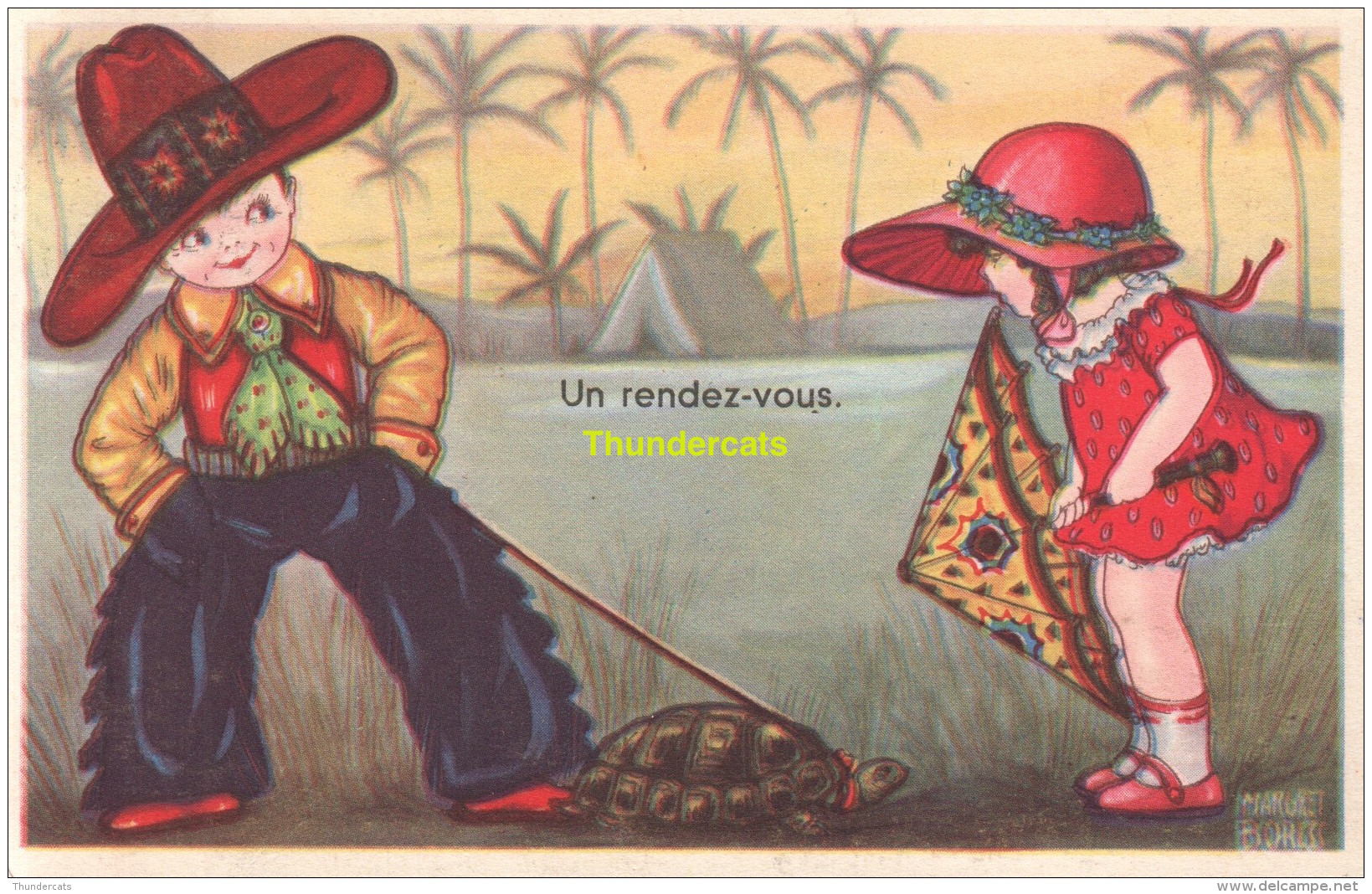 CPA ILLUSTRATERU ENFANT ** MARGRET BORISS ** ARTIST SIGNED CARD CHILDREN ** TORTUE TURTLE AMAG 0339 - Boriss, Margret