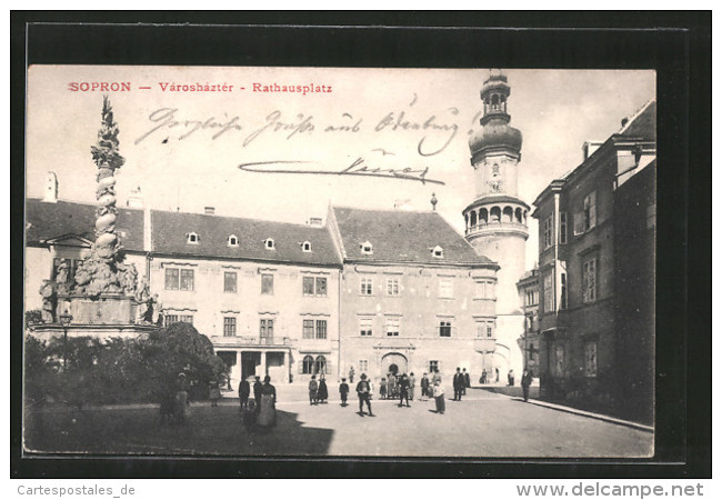 AK Sopron-Ödenburg, Partie Am Rathausplatz - Hongrie