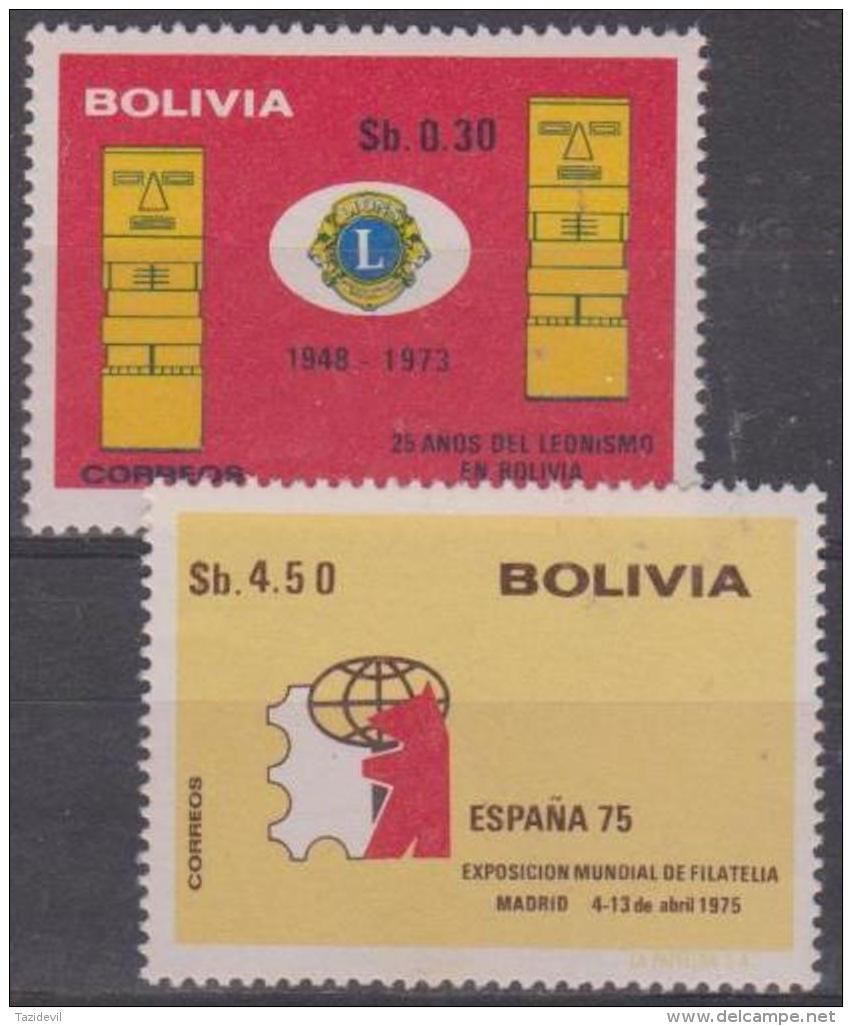 6341 - BOLIVIA - 1975 Lions And Philatelic Exhibition. Scott 563, 564. MNH ** - Bolivia