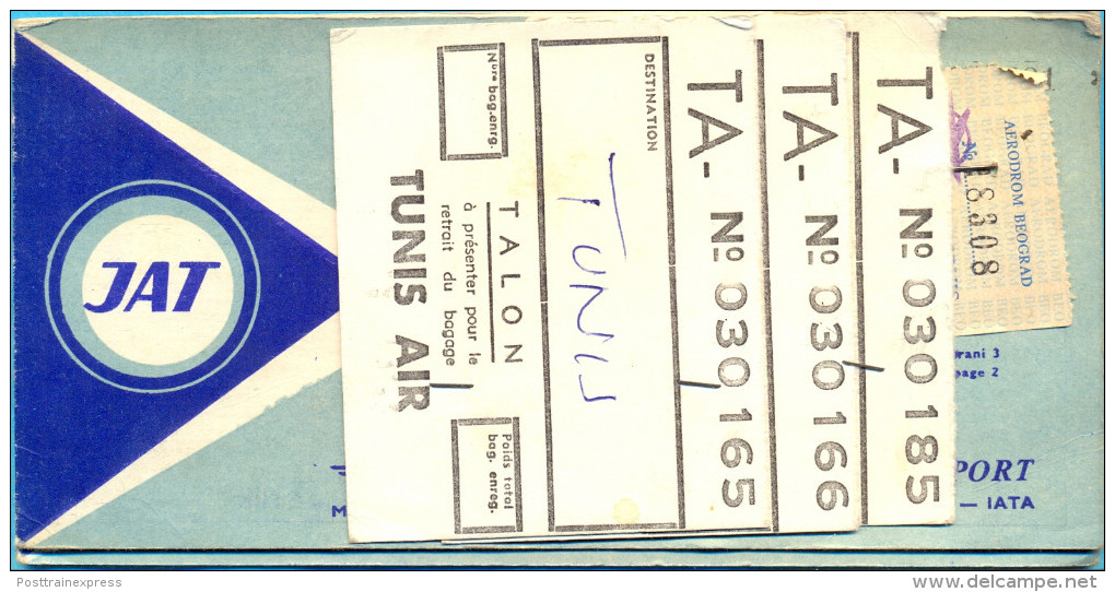 The Two JAT Passinger Ticket. Belrade - Rome And Rome - Tunis. 1963. - Tickets - Vouchers