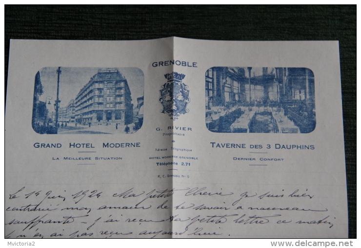 Enveloppe Publicitaire Timbrée Avec Lettre, GRENOBLE, Grand Hotel MODERNE - Briefe U. Dokumente