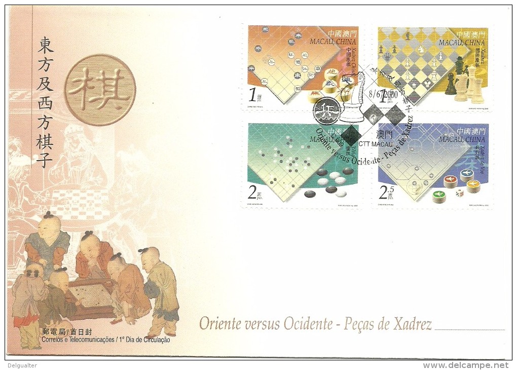 Cover FDC - Macau - Oriente Versus Ocidente - Peças De Xadrez - 2000 - FDC