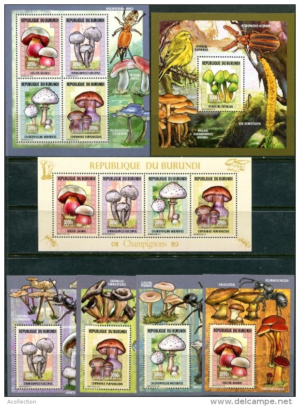 BURUNDI MUSHROOMS FULL PERF SET(2) MNH  NEW! - Mushrooms