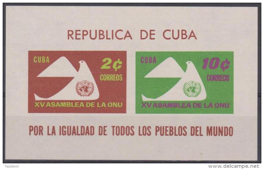 382 - CUBA - 1961 15th Anniversary Of The UN Souvenir Sheet. Scott 669a. MNH ** - Unused Stamps
