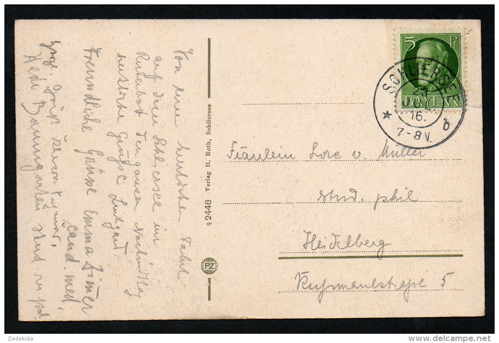 2767 - Alte Ansichtskarte - Schliersee Gel 1923 TOP - Schliersee