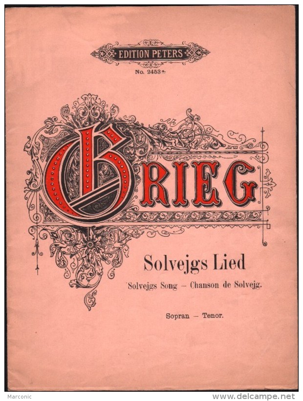 Partition : SOLVEJGS LIED, Chanson De Solvejg - Beliebte LIEDER - Edward GRIEG - G-I