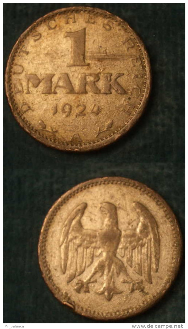 M_p> Germania Repubblica Di Weimar 1 Marco 1924 Zecca A - In Argento - 1 Mark & 1 Reichsmark