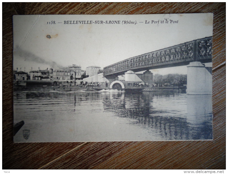 Belleville Sur Saone Port Et Pont  Cachet Ambulant Lyon Dijon   Bateau Parisien  D - Belleville Sur Saone