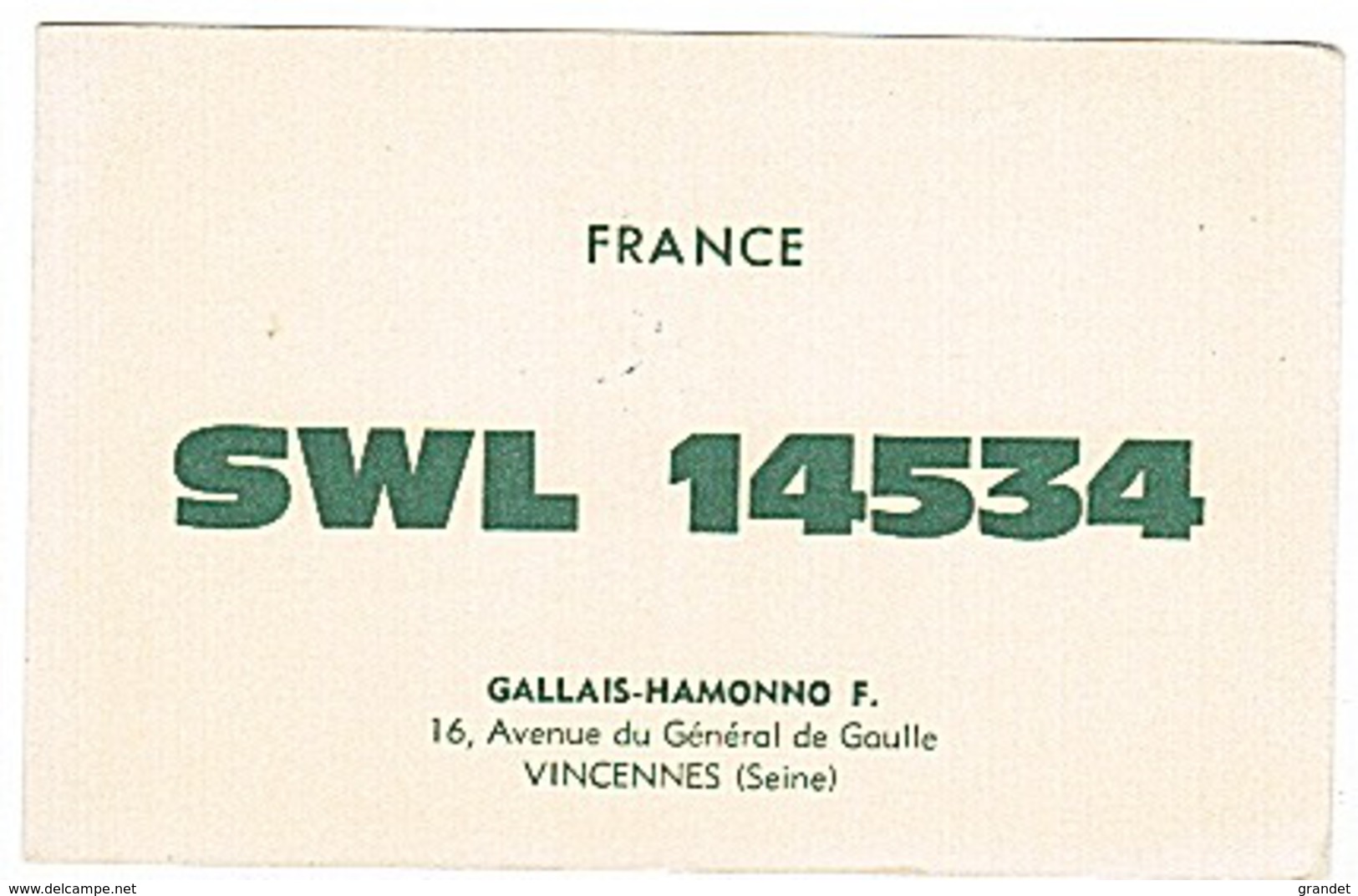 CARTE - RADIO - QSL - VINCENNES  - - Amateurfunk