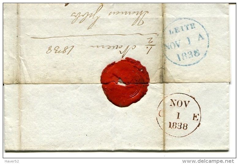 Letter From Leith To Edinburgh 1.11.1848 With Nice BLUE 1d Postage Due Handstruck - ...-1840 Préphilatélie