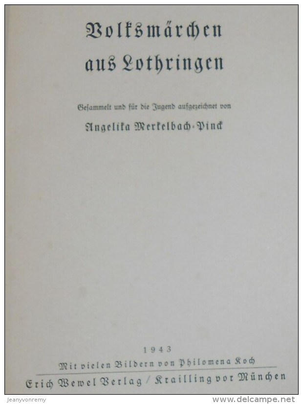 Volkssagen Aus Lothringen. Merkelbach Pinck. - Old Books