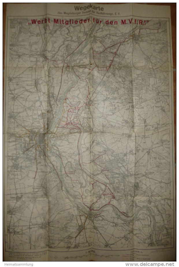 Wegekarte Des Magdeburger Vereins Für Radfahrwege E. V. 1926 - Sonderkarte 1:50'000 54cm X 80cm - Sonstige & Ohne Zuordnung