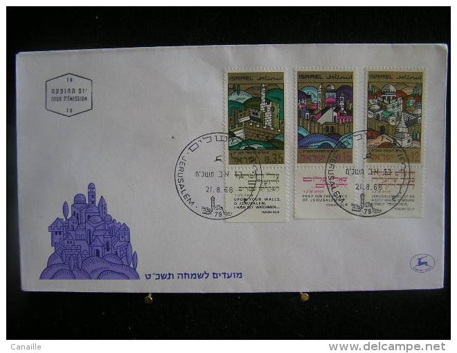 T-n°15 / Lot de 8 enveloppes, Jerusalem de 1968  /  Israel First Day Cover  Jerusalem    -    Lot d´envloppes oblitérées
