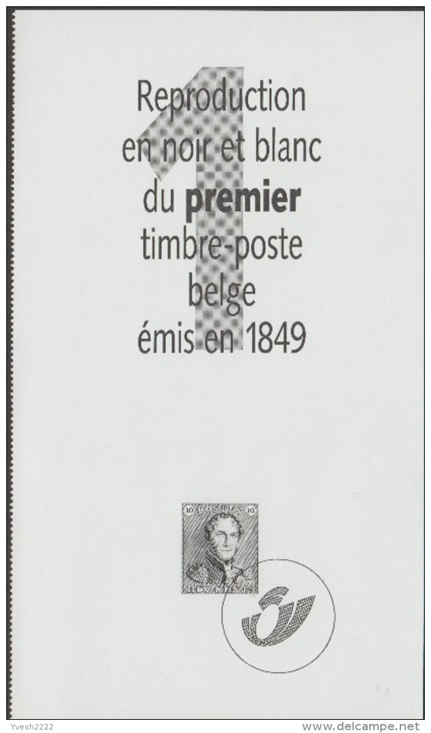 Belgique 1999 Y&T 1. Feuillet Noir Avec Sceau De La Poste. 150 Ans De L'épaulette, Premier Timbre Belge (ZNP 31) - Timbres Sur Timbres