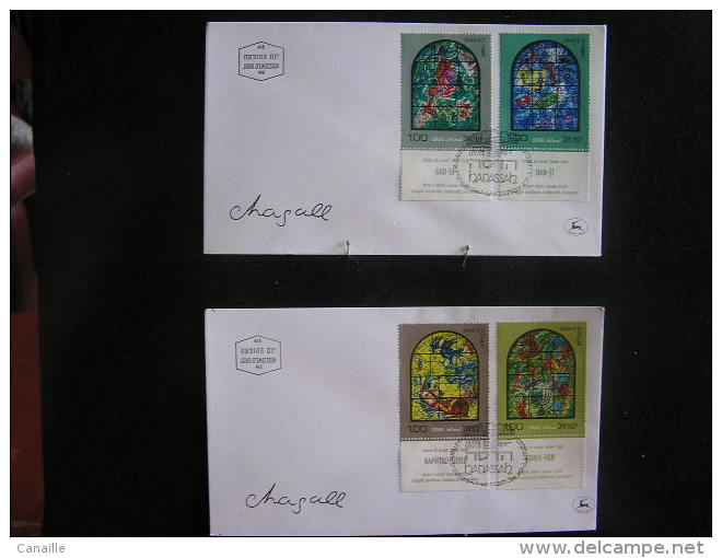 T-n°19 / Lot De 6 Enveloppes, Jerusalem De 1973 Chagall / Israel First Day Cover Jerusalem - Lot D´envloppes Oblitérées - Collections, Lots & Series