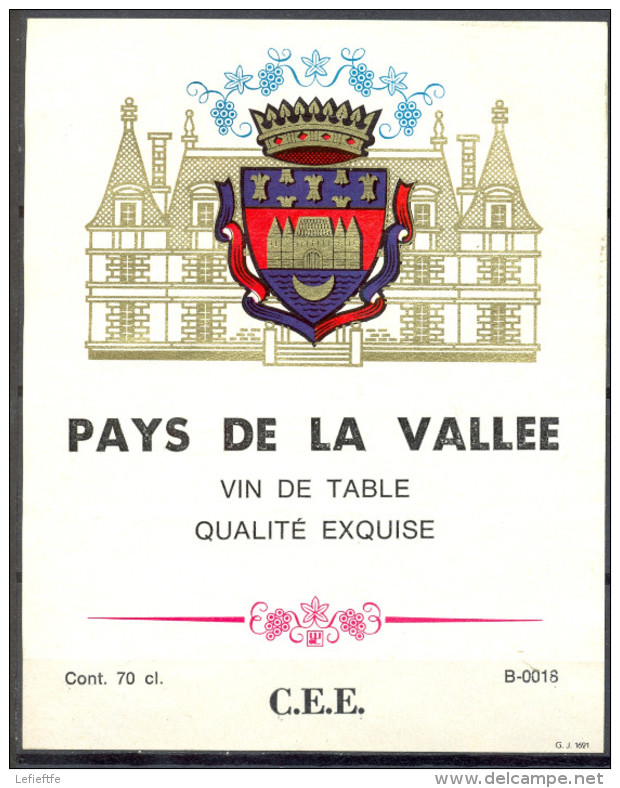 076 - Vin De Table - Pays De La Vallée - Qualité Exquise - C.E.E. - Vino Tinto