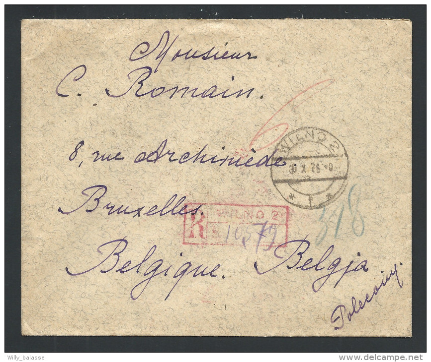 L Recom Affr 20g + 30g X2 De WILNO/1926 Pour La Belgique - Covers & Documents