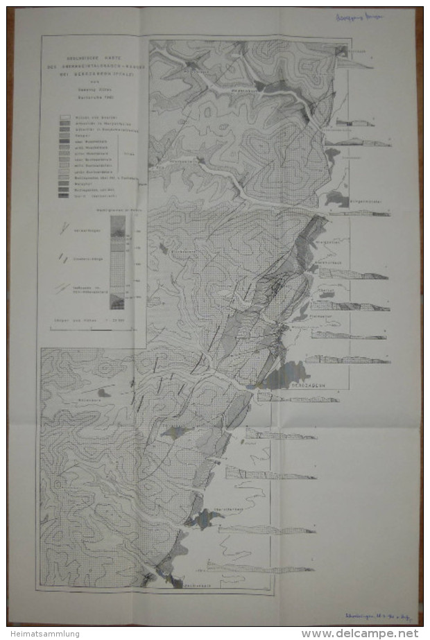 Geologische Karte Des Oberrheintalgraben-Randes Bei Bergzabern Von Henning Jllies Karlsruhe 1960 - 40cm X 60cm 1:25'000 - Sonstige & Ohne Zuordnung