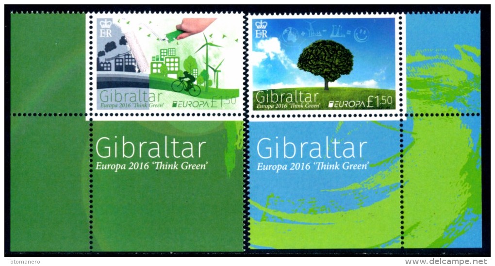 GIBRALTAR  EUROPA 2016 "Think Green" Set Of 2v** - 2016