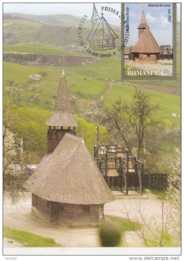 LOT 9X, THE WOODEN CHURCH, CM, MAXICARD, CARTES MAXIMUM, HUNGARY, ROMANIA,SEE SCAN . - Abbeys & Monasteries