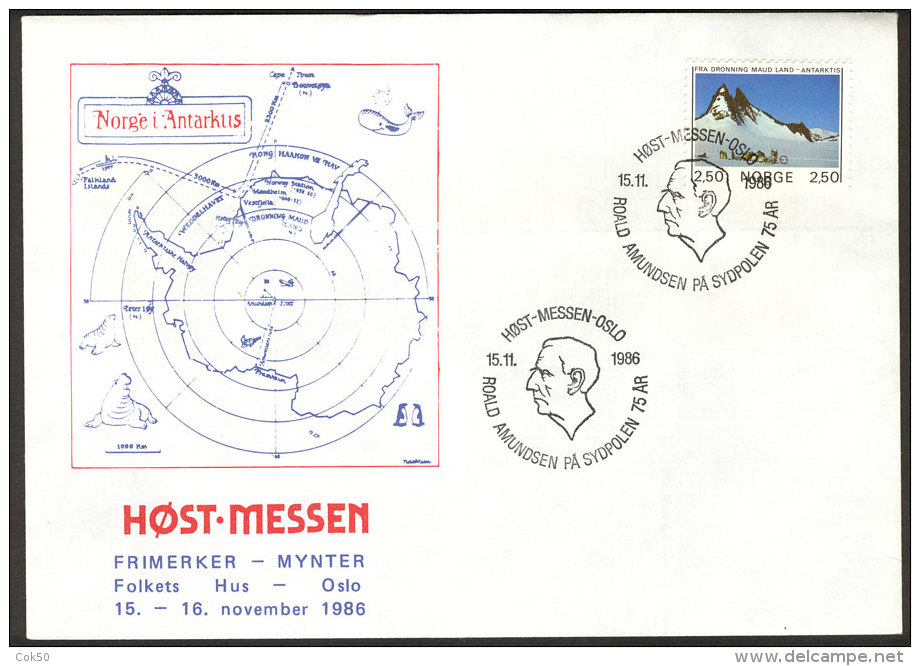 NORWAY - Oslo 1986 «Roald Amundsen At Antarctis» 75 Years Anniv. - Oslo Autumn Fair. Cacheted Cover. - Spedizioni Antartiche