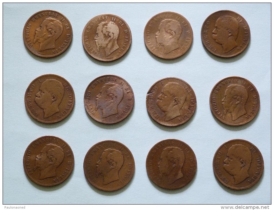 LOT DE 24 PIECES  :  10 CENTESIMI  DATES VARIEES. - 1861-1878 : Victor Emmanuel II