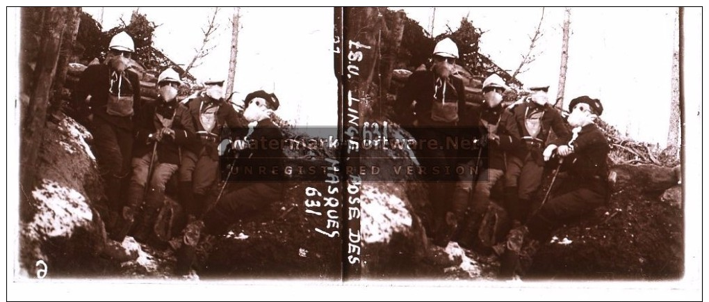 Photo Plaque De Verre / Vue Stéréo / WW1 Guerre 14-18 / Alsace - Le Linge - Lingekopf - Pose Des Masques à Gaz - Plaques De Verre